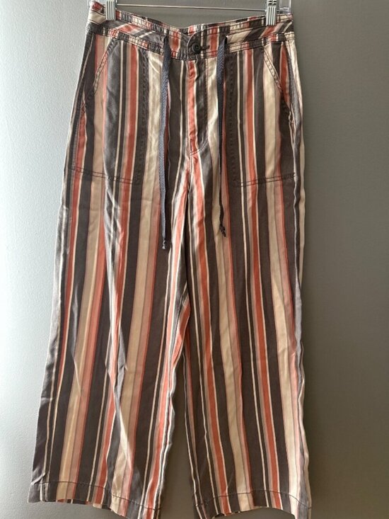 American Eagle Outfitters Pants - American Eagle Size 4 Striped Wide Leg Capri Pants Coastal Preppy Casual Summer